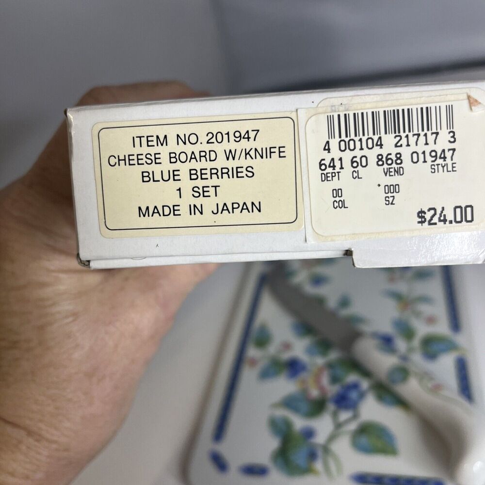 Vintage Federated Dept Stores Porcelain Cheese Board & Knife BlueBerry Pattern - Picture 5 of 6
